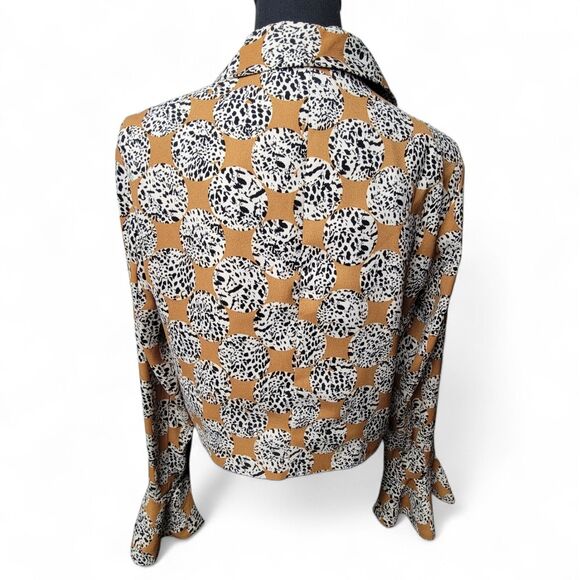 Topshop Animal Print Blazer Women's 6 Bolero Cropped Artsy Chic Retro Bold Edgy - Picture 2 of 6